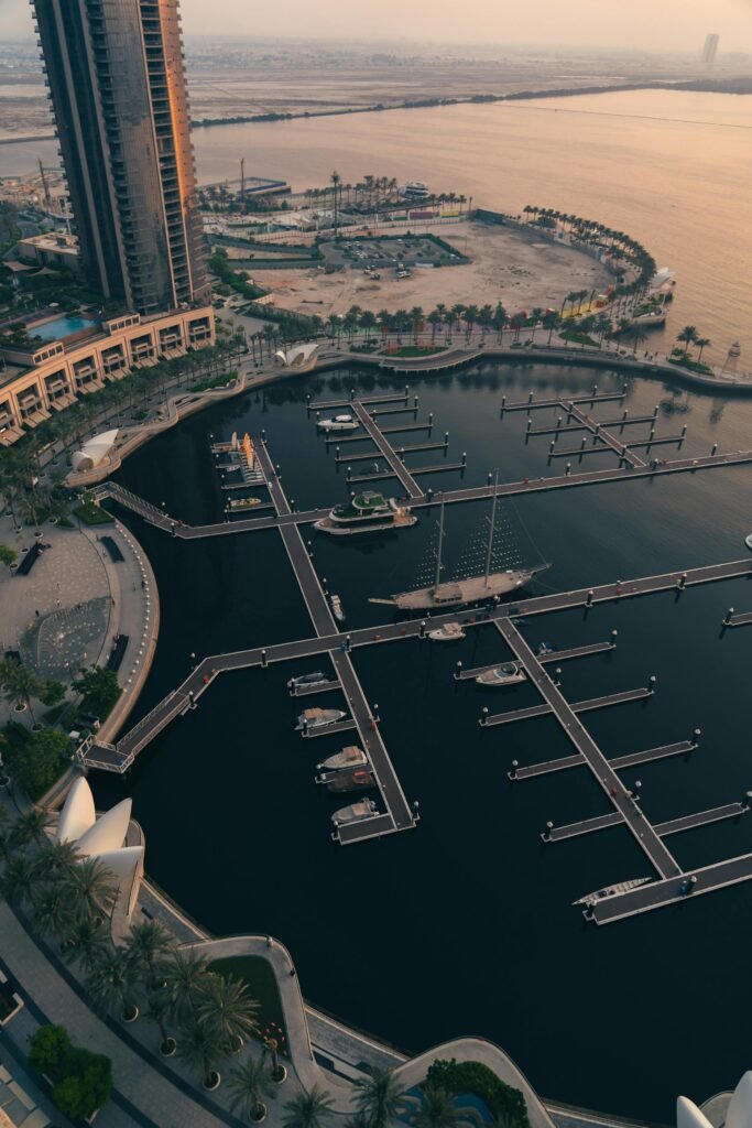 Captivating aerial view of Dubai Marina showcasing luxury waterfront living and modern architecture.